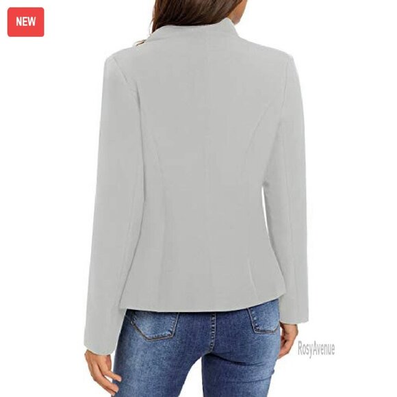 Women's Business Casual Blazer with Buttons Pockets Open Front - Picture 3 of 8